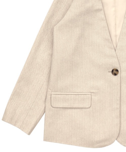 BEIGE, ノーカラージャケット MOCHA×ECRU 2022 SS ノーカラーヘリンボーンジャケット（ノーカラージャケット