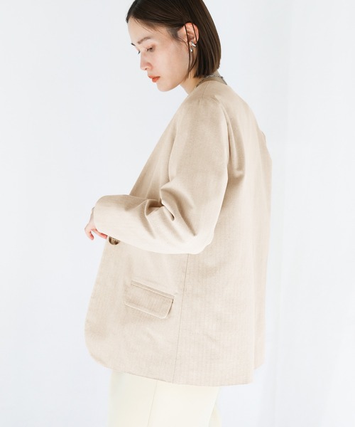 2022 SS ノーカラーヘリンボーンジャケット（ノーカラージャケット