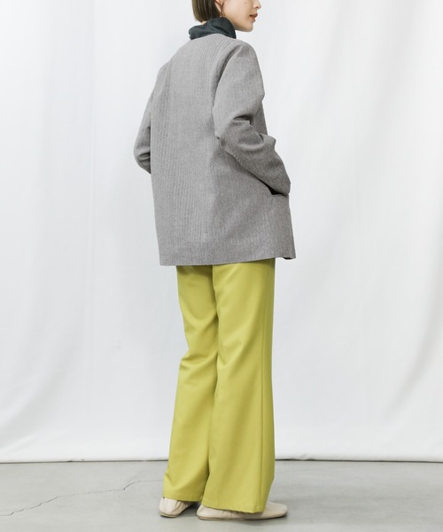 select MOCA（セレクトモカ）の「2022 SS ノーカラーヘリンボーンジャケット（ノーカラージャケット・レディース・ブラック/アイボリー・FREE）」の14枚目の写真