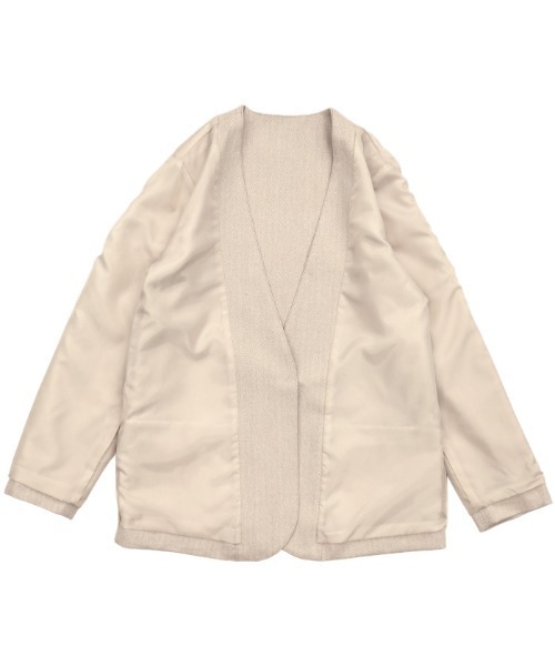 SALUE サルエ ヘリンボーン リネン ノーカラー ジャケット 1 サルエ SALUE リネンヘリンボーンラグランジャケット 1 (jk27-2507-84