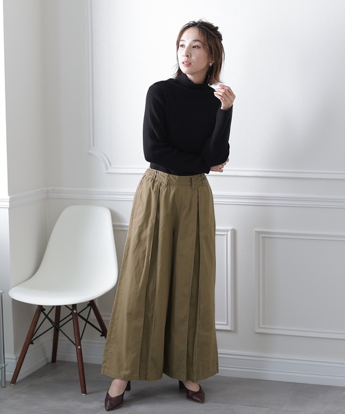 ElegChic(エレグシック)の「フロント タック ワイドパンツ(その他パンツ・レディース・ブラック/ベージュ/カーキ・4L/M/L/XL/XXL)」の13枚目の写真