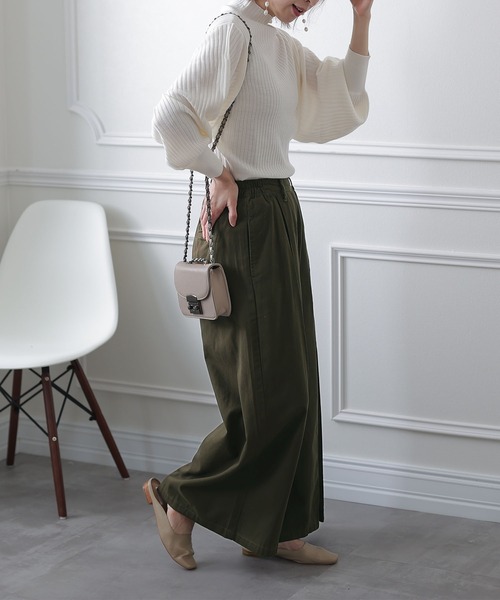 ElegChic(エレグシック)の「フロント タック ワイドパンツ(その他パンツ・レディース・ブラック/ベージュ/カーキ・4L/M/L/XL/XXL)」の5枚目の写真