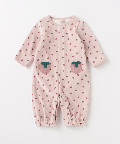 petit main（プティマイン）の「【抗菌防臭】いちご肌着つき2WAYオール（ロンパース・キッズ・アイボリー/ライトピンク・50-70cm）」の6枚目の写真