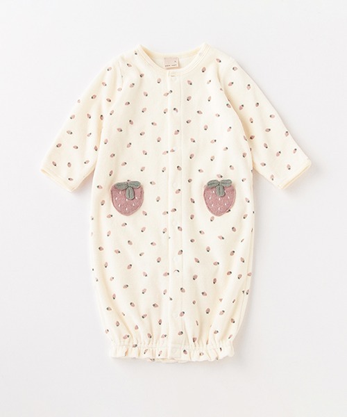 petit main（プティマイン）の「【抗菌防臭】いちご肌着つき2WAYオール（ロンパース・キッズ・アイボリー/ライトピンク・50-70cm）」の16枚目の写真