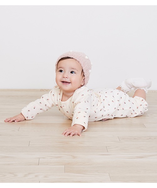 petit main（プティマイン）の「【抗菌防臭】いちご肌着つき2WAYオール（ロンパース・キッズ・アイボリー/ライトピンク・50-70cm）」の15枚目の写真