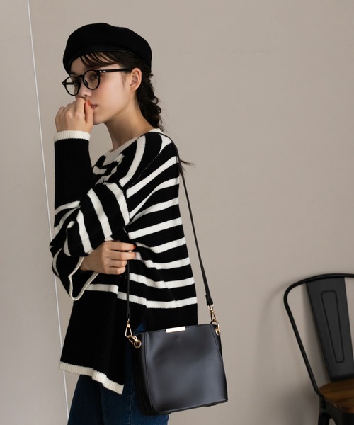 Edit Sheen(エディットシーン)の「サイドスリットボーダーニット(ニット/セーター・レディース・ブラック/アイボリー・MEDIUM)」の14枚目の写真