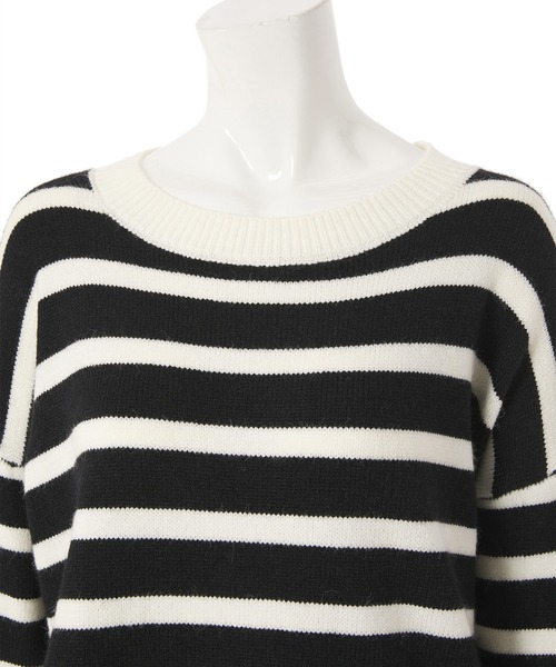 Edit Sheen(エディットシーン)の「サイドスリットボーダーニット(ニット/セーター・レディース・ブラック/アイボリー・MEDIUM)」の8枚目の写真