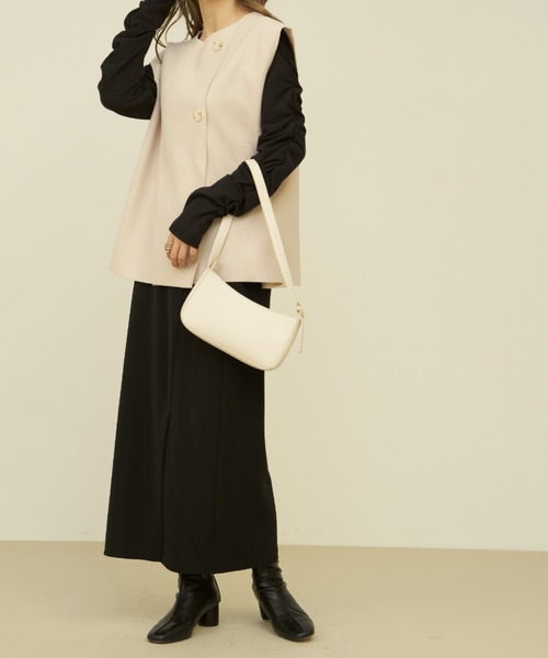 VANNIE U（ヴァニーユー）の「ベスト付き中綿キルティングコート/キルティングコート＆ベスト2点セット（ブルゾン・レディース・アイボリー/ライトグリーン・FREE）」の12枚目の写真