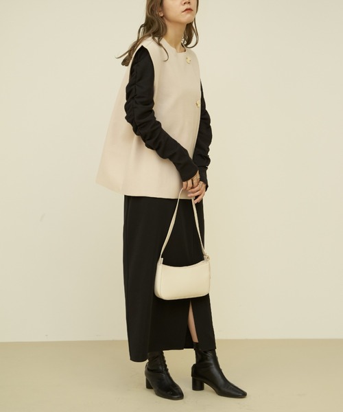 VANNIE U（ヴァニーユー）の「ベスト付き中綿キルティングコート/キルティングコート＆ベスト2点セット（ブルゾン・レディース・アイボリー/ライトグリーン・FREE）」の13枚目の写真