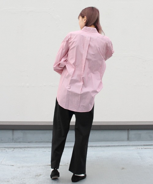 THE SHINZONE（ザ　シンゾーン）の「THE SHINZONE/シンゾーン　ストライプ　ダディシャツ　STRIPE DADDY SHIRTS　22SMSBL04（シャツ/ブラウス・レディース・ブラック/レッド/グリーン・FREE）」の12枚目の写真