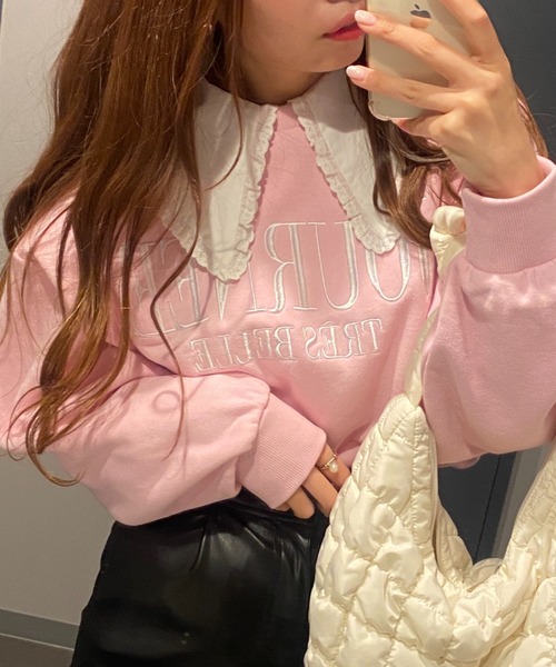 WEGO(ウィゴー)の「WEGO/オーバーサイズプルオーバー(スウェット・レディース・ダークグリーン/ピンク/アイボリー/オートミール/ライトピンク/その他1/その他2/ホワイト/サックスブルー/グリーン・FREE)」の8枚目の写真