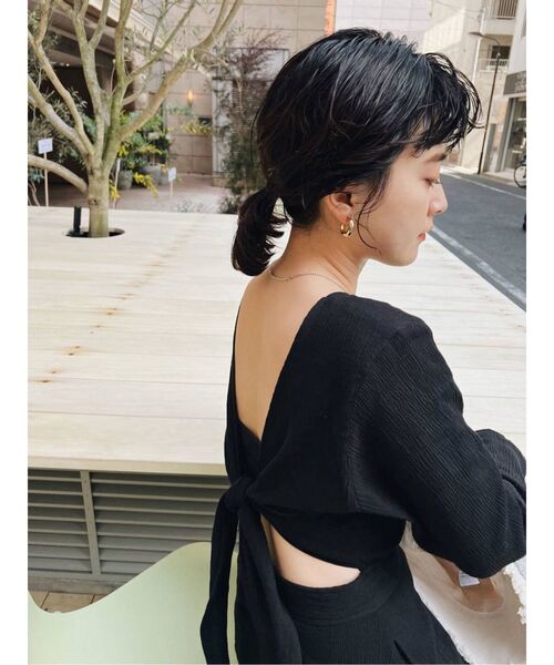 Ungrid（アングリッド）の「バックリボンフレアワンピース（ワンピース・レディース・ブラック/カーキ/アイボリー・SMALL/MEDIUM）」の12枚目の写真