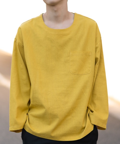 MGV(エムジーヴィー)の「カラー綿麻BIGシルエットプルオーバー(Tシャツ/カットソー・メンズ・マスタード/グリーン/ネイビー/グレー/カーキ/ブラック/ワインレッド・SMALL/LARGE/MEDIUM)」の7枚目の写真