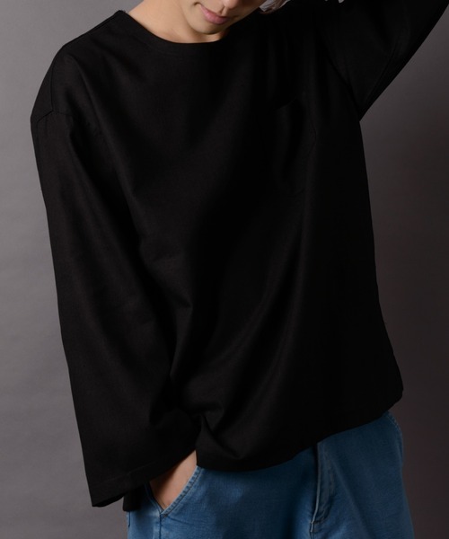 MGV(エムジーヴィー)の「カラー綿麻BIGシルエットプルオーバー(Tシャツ/カットソー・メンズ・マスタード/グリーン/ネイビー/グレー/カーキ/ブラック/ワインレッド・SMALL/LARGE/MEDIUM)」の2枚目の写真