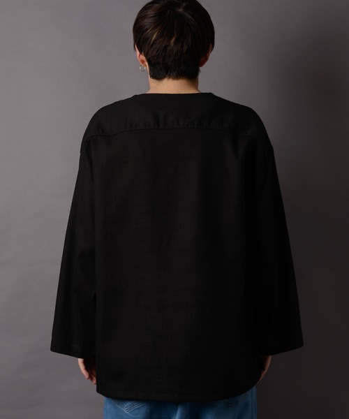 MGV(エムジーヴィー)の「カラー綿麻BIGシルエットプルオーバー(Tシャツ/カットソー・メンズ・マスタード/グリーン/ネイビー/グレー/カーキ/ブラック/ワインレッド・SMALL/LARGE/MEDIUM)」の13枚目の写真