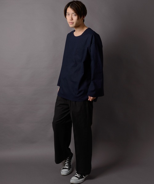 MGV(エムジーヴィー)の「カラー綿麻BIGシルエットプルオーバー(Tシャツ/カットソー・メンズ・マスタード/グリーン/ネイビー/グレー/カーキ/ブラック/ワインレッド・SMALL/LARGE/MEDIUM)」の10枚目の写真