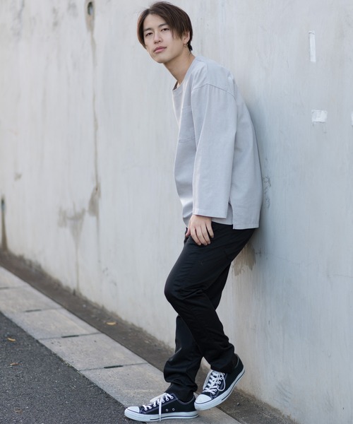 MGV(エムジーヴィー)の「カラー綿麻BIGシルエットプルオーバー(Tシャツ/カットソー・メンズ・マスタード/グリーン/ネイビー/グレー/カーキ/ブラック/ワインレッド・SMALL/LARGE/MEDIUM)」の8枚目の写真