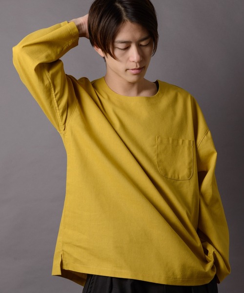 MGV(エムジーヴィー)の「カラー綿麻BIGシルエットプルオーバー(Tシャツ/カットソー・メンズ・マスタード/グリーン/ネイビー/グレー/カーキ/ブラック/ワインレッド・SMALL/LARGE/MEDIUM)」の20枚目の写真