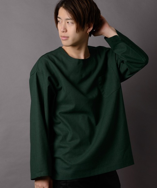 MGV(エムジーヴィー)の「カラー綿麻BIGシルエットプルオーバー(Tシャツ/カットソー・メンズ・マスタード/グリーン/ネイビー/グレー/カーキ/ブラック/ワインレッド・SMALL/LARGE/MEDIUM)」の9枚目の写真