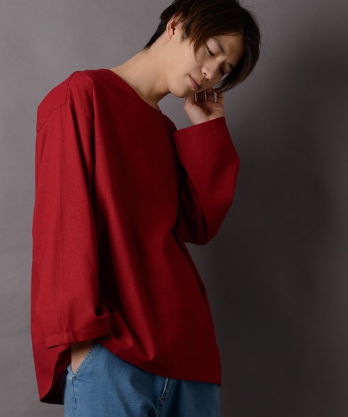MGV(エムジーヴィー)の「カラー綿麻BIGシルエットプルオーバー(Tシャツ/カットソー・メンズ・マスタード/グリーン/ネイビー/グレー/カーキ/ブラック/ワインレッド・SMALL/LARGE/MEDIUM)」の18枚目の写真