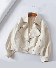 aimoha | フェイクレザーショット丈ライダースジャケット(ライダースジャケット)