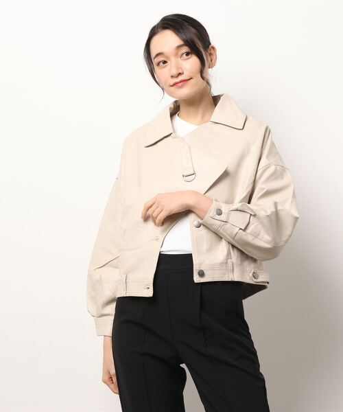 aimoha（アイモハ）の「フェイクレザーショット丈ライダースジャケット（ライダースジャケット・レディース・ブラック/ベージュ・MEDIUM）」の12枚目の写真