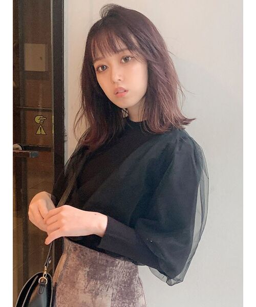 dazzlin(ダズリン)の「チュールベールスリーブカシュクールニット(ニット/セーター・レディース・グレー/ブラック/ベージュ・FREE)」の2枚目の写真