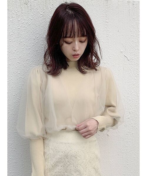 dazzlin(ダズリン)の「チュールベールスリーブカシュクールニット(ニット/セーター・レディース・グレー/ブラック/ベージュ・FREE)」の19枚目の写真