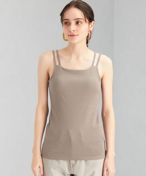 green label relaxing（グリーンレーベルリラクシング）の「ダブルストラップ キャミソール カップ付き（キャミソール・レディース・オフホワイト/モカ/ブラック・FREE）」の4枚目の写真