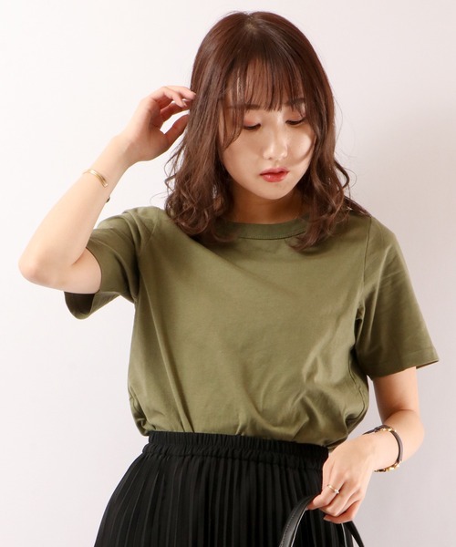 FUNALIVE(ファンアライブ)の「PAGE ONE 抗菌防臭加工オーガニックコットン半袖Tシャツ(Tシャツ/カットソー・レディース・グレー/マスタード/オフホワイト/カーキ/ブラック/モカ・M/LL/L)」の6枚目の写真