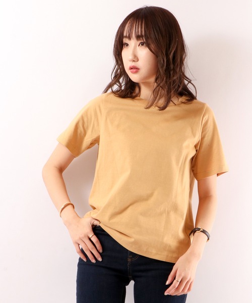 FUNALIVE(ファンアライブ)の「PAGE ONE 抗菌防臭加工オーガニックコットン半袖Tシャツ(Tシャツ/カットソー・レディース・グレー/マスタード/オフホワイト/カーキ/ブラック/モカ・M/LL/L)」の1枚目の写真