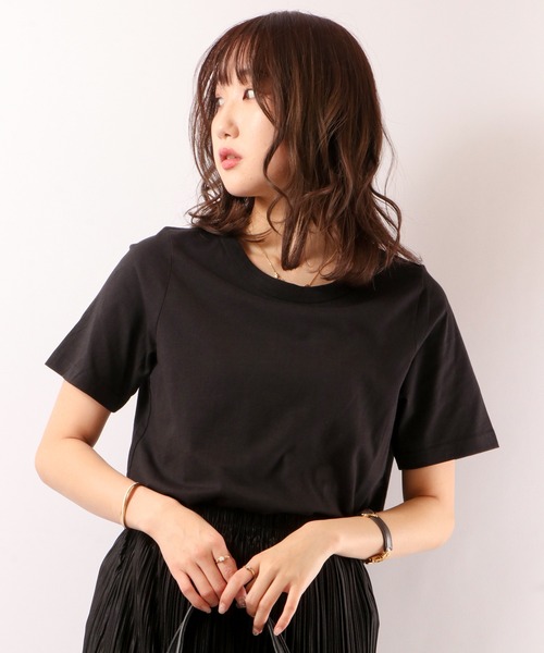 FUNALIVE(ファンアライブ)の「PAGE ONE 抗菌防臭加工オーガニックコットン半袖Tシャツ(Tシャツ/カットソー・レディース・グレー/マスタード/オフホワイト/カーキ/ブラック/モカ・M/LL/L)」の3枚目の写真