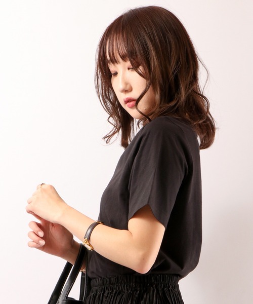 FUNALIVE(ファンアライブ)の「PAGE ONE 抗菌防臭加工オーガニックコットン半袖Tシャツ(Tシャツ/カットソー・レディース・グレー/マスタード/オフホワイト/カーキ/ブラック/モカ・M/LL/L)」の14枚目の写真