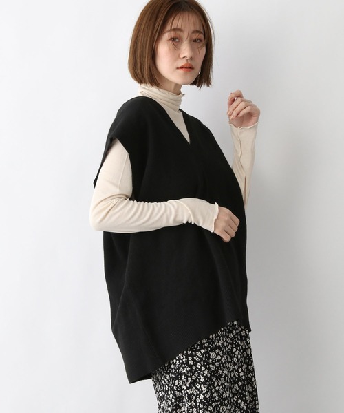 A part by（アパートバイ）の「12GPoNyＶネックベスト　261065（ベスト・レディース・ブラック/ベージュ・FREE）」の7枚目の写真