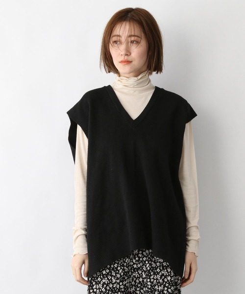 A part by（アパートバイ）の「12GPoNyＶネックベスト　261065（ベスト・レディース・ブラック/ベージュ・FREE）」の12枚目の写真