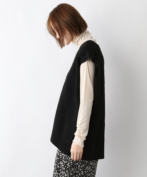 A part by（アパートバイ）の「12GPoNyＶネックベスト　261065（ベスト・レディース・ブラック/ベージュ・FREE）」の13枚目の写真