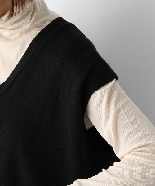 A part by（アパートバイ）の「12GPoNyＶネックベスト　261065（ベスト・レディース・ブラック/ベージュ・FREE）」の16枚目の写真