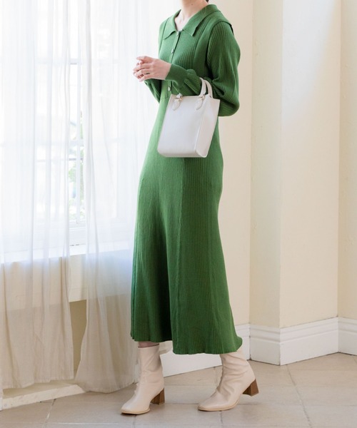 セール 衿付きフレアニットワンピース ワンピース Archives アルシーヴ のファッション通販 Zozotown