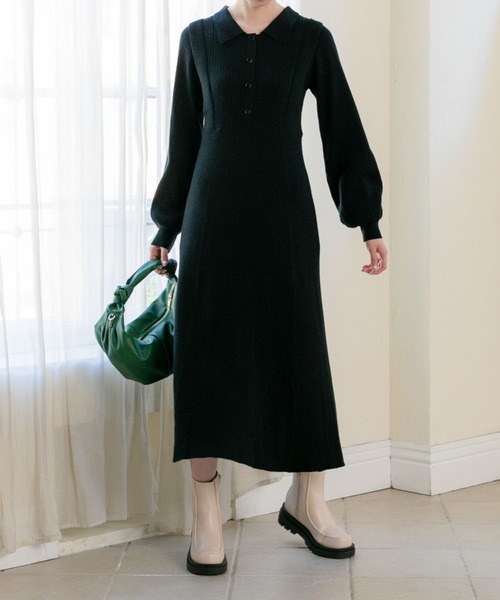 セール 衿付きフレアニットワンピース ワンピース Archives アルシーヴ のファッション通販 Zozotown
