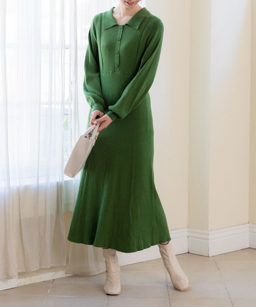 Archives アルシーヴ のワンピース 衿付きフレアニットワンピース 218 1 870 005 を購入できます Archives ワンピース ドレス ワンピース衿付きフレアニットワンピース