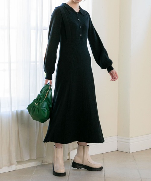 Archives アルシーヴ のワンピース 衿付きフレアニットワンピース 218 1 870 005 を購入できます Archives ワンピース ドレス ワンピース衿付きフレアニットワンピース