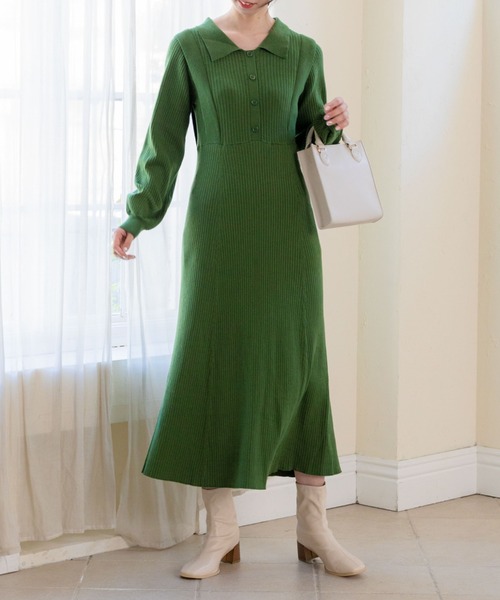 Archives アルシーヴ のワンピース 衿付きフレアニットワンピース 218 1 870 005 を購入できます Archives ワンピース ドレス ワンピース衿付きフレアニットワンピース