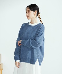 クルーネック カラーニット