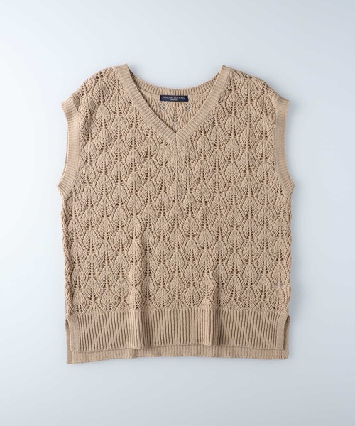 HONEYSUCKLE ROSE（ハニーサックルローズ）の「【HONEYSUCKLE ROSE】透かし編みベスト（ベスト・レディース・ネイビー/グリーン/ライトベージュ・M/L）」の9枚目の写真