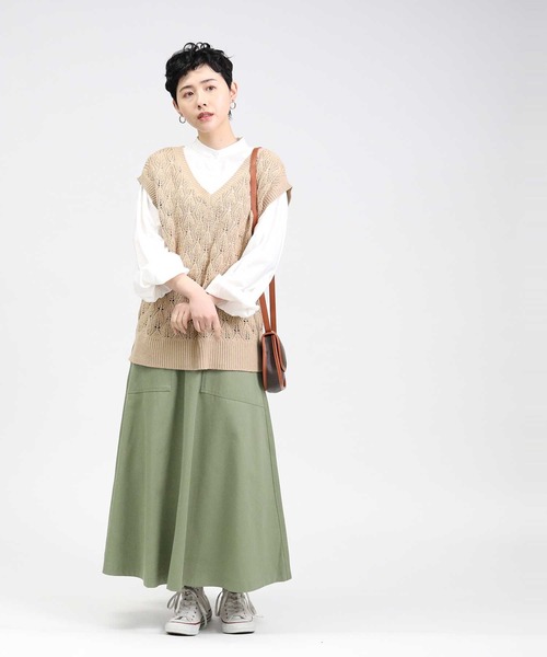 HONEYSUCKLE ROSE（ハニーサックルローズ）の「【HONEYSUCKLE ROSE】透かし編みベスト（ベスト・レディース・ネイビー/グリーン/ライトベージュ・M/L）」の20枚目の写真