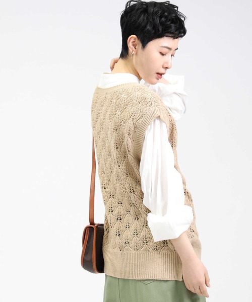 HONEYSUCKLE ROSE（ハニーサックルローズ）の「【HONEYSUCKLE ROSE】透かし編みベスト（ベスト・レディース・ネイビー/グリーン/ライトベージュ・M/L）」の18枚目の写真