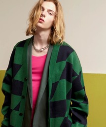 ENDER PRODUCTS | ビッグシルエット イレギュラーチェッカーフラッグ Vネックニットカーディガン 【ENDER PRODUCTS/エンダープロダクツ】(カーディガン/ボレロ)
