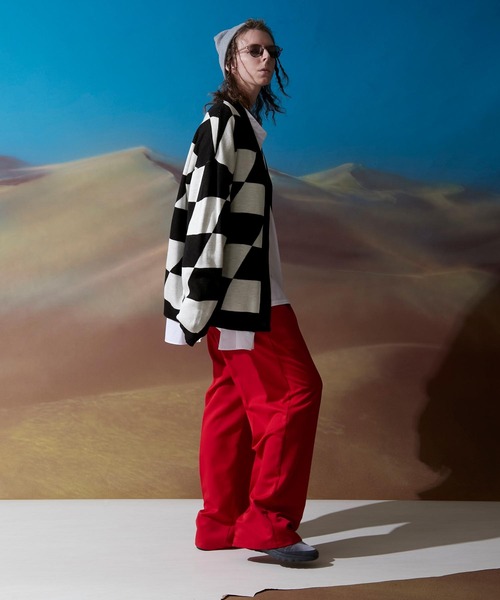 ENDER PRODUCTS(エンダープロダクツ)の「ビッグシルエット イレギュラーチェッカーフラッグ Vネックニットカーディガン 【ENDER PRODUCTS/エンダープロダクツ】(カーディガン/ボレロ・メンズ・ブラック系その他/グリーン系その他/ブルー系その他・M/L)」の4枚目の写真