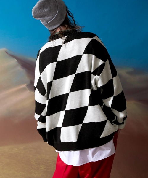ENDER PRODUCTS(エンダープロダクツ)の「ビッグシルエット イレギュラーチェッカーフラッグ Vネックニットカーディガン 【ENDER PRODUCTS/エンダープロダクツ】(カーディガン/ボレロ・メンズ・ブラック系その他/グリーン系その他/ブルー系その他・M/L)」の7枚目の写真
