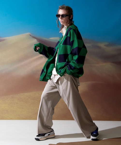 ENDER PRODUCTS(エンダープロダクツ)の「ビッグシルエット イレギュラーチェッカーフラッグ Vネックニットカーディガン 【ENDER PRODUCTS/エンダープロダクツ】(カーディガン/ボレロ・メンズ・ブラック系その他/グリーン系その他/ブルー系その他・M/L)」の12枚目の写真